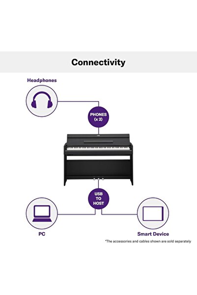 Yamaha بيانو رقمي رفيع من سلسلة Arius YDP-S55، أسود