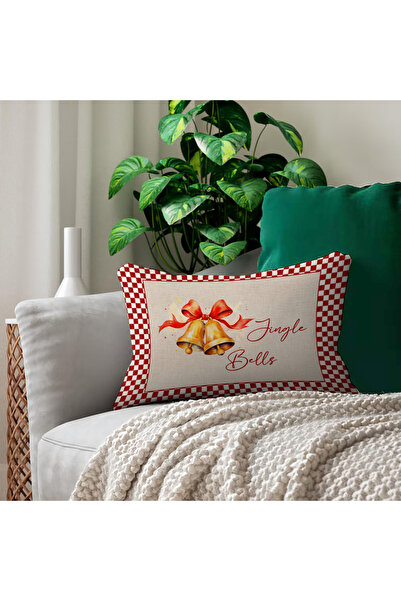 Evmila New Year Patterned Double-Sided Printed Velvet Throw Pillow Cover - 35X55 cm |   Soft Touch, Stylish Design