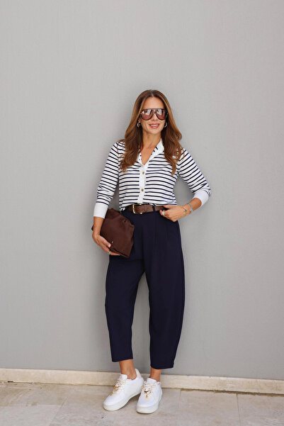 Purple by Banu Lacivert Şalvar Pantolon