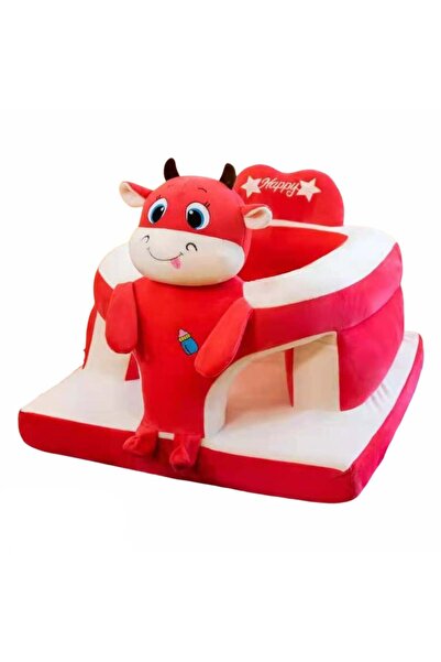 OEM Plush baby armchair with backrest and leg cutout, Red Cow, 50 cm