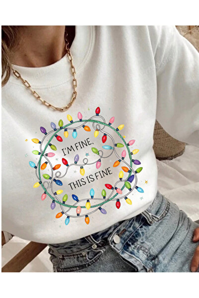 Tubinyoo سويت شيرت فاين لايت للعام الجديد مطبوع ذو 3 خيوط وياقة دائرية