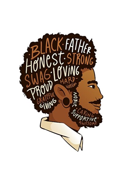 OEM Autocolant cu mesaj motivațional (engleză) - Tată negru, bărbat, barbă, afro, margini albe, vinil PVC