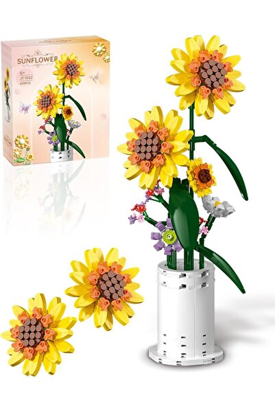 COOYA Sunflower Building Block Sets,Flower Bouquet,Artificial Flowers,Creative Toys,Gifts,Display