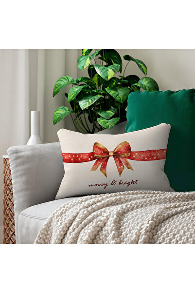 Evmila New Year Patterned Double-Sided Printed Velvet Throw Pillow Cover - 35X55 cm |   Soft Touch, Stylish Design