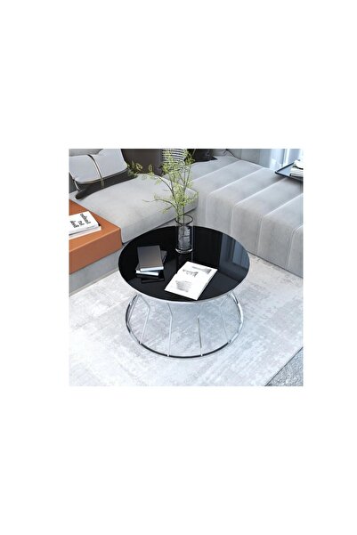 Vivense TUBİHOME KUM SAATİ ORTA SEHPA, GÜMÜŞ SİYAH