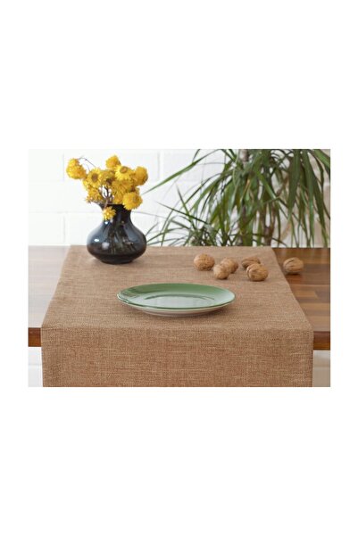 Vivense MASSARELLİ DÜZ KETEN RUNNER, SÜTLÜ KAHVE