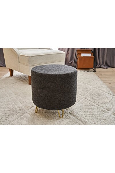 Vivense ASMARA PUF, ANTRASİT, BAKIR, METAL AYAK