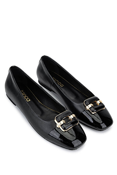 Tamer Tanca Kadın Hakiki Deri Siyah Babet Ayakkabı