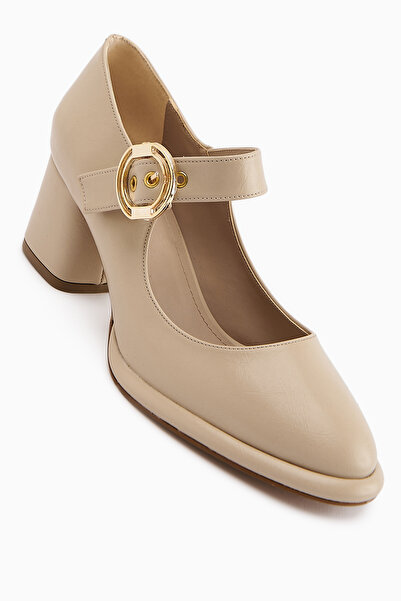 Limoya Nana Beige Buckle Heeled Women's Shoes