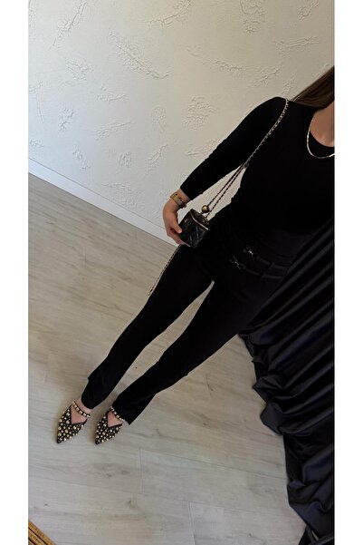 elif teke Double Buckle Leggings Pants Black