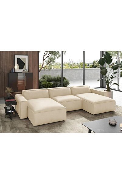 Vivense ORLANDO DERİ U KÖŞE KOLTUK, BEYAZ