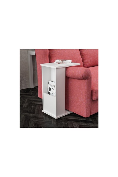 Vivense ARDİN YAN SEHPA, GAZETELİKLİ, BEYAZ