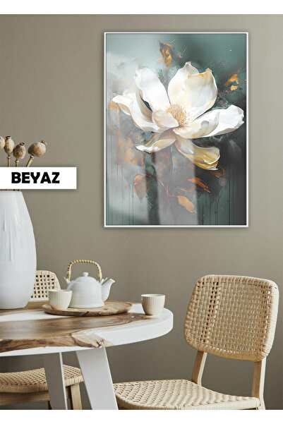 Harikabirev |   MODEL DE FLORI DE GARDENIA VERDE-AURIE 03 |   TABLA DE STICLA TEMPLATA CU CADRU, SIMPLE, VERTICALA