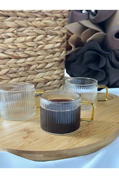 MD MİMOZA DEKOR Çay / Kahve / Espresso Cam Bardak Fincan 6'lı 150 ml