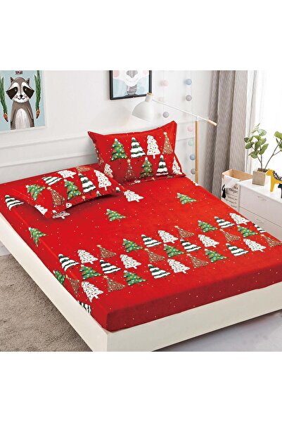 CHIRASO CHIRASO Bed Cover Set, Christmas Theme, FINE, ELASTIC 180x200cm and 2 Pillowcases, Fir Trees