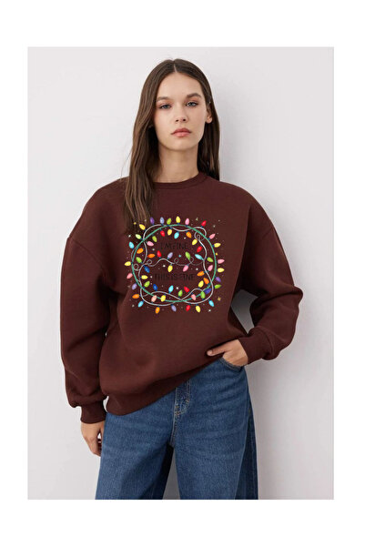 Tubinyoo سويت شيرت فاين لايت للعام الجديد مطبوع ذو 3 خيوط وياقة دائرية