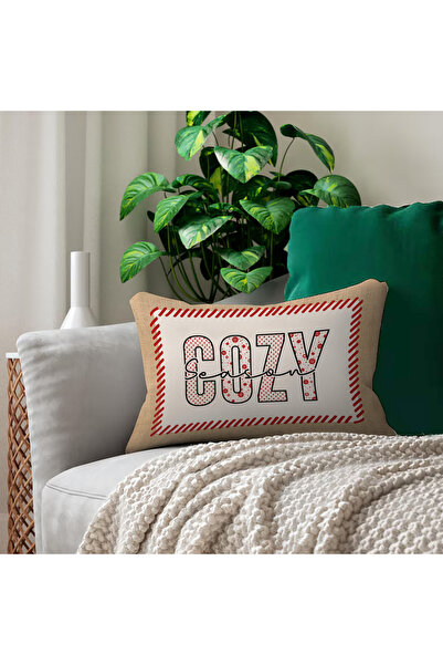 Evmila New Year Patterned Double-Sided Printed Velvet Throw Pillow Cover - 35X55 cm |   Soft Touch, Stylish Design