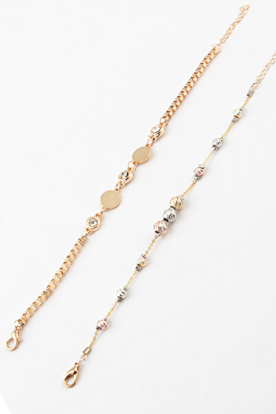 Sortie Aksesuar طقم أساور مكون من قطعتين مع أشكال الزركون والدوريكا