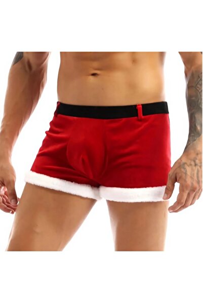 NSMLİFE Чоловічі червоні боксери з ременем і мостом, з кашеміром, в подарунковій коробці, на Новий рік