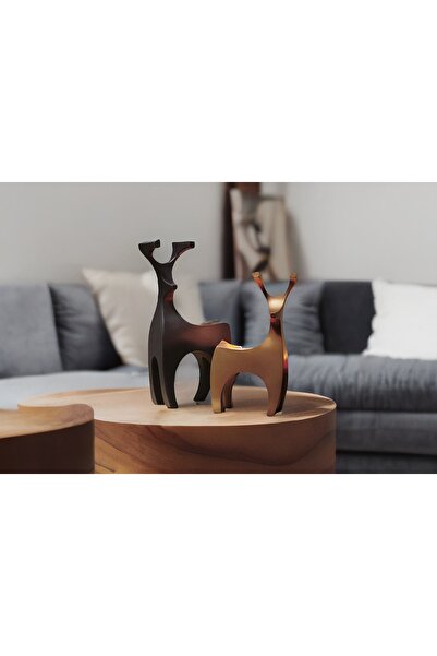 Vivense KÜBİK GEYİK MUMLUK KAHVERENGİ SİYAH