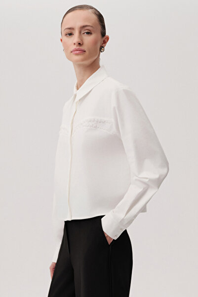 Exquise Cotton Long Sleeve Crystal Stone Slim Fit Shirt