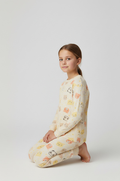 hepbaby Ayıcık Desenli Uzun Kollu Çocuk Pijama Takımı %100 Pamuk – 3-6 Yaş