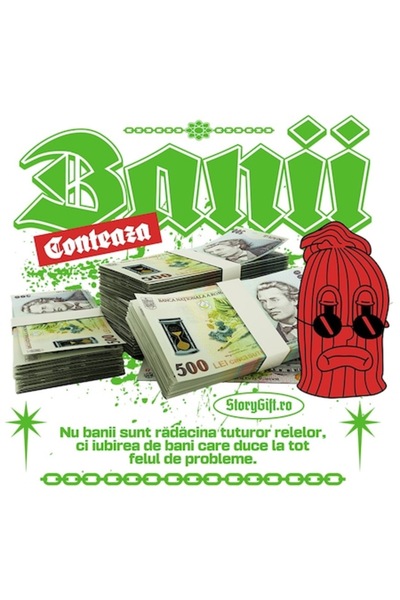 OEM Αυτοκόλλητο Money Matters - Στοιβαγμένα 500 ρουμανικά λέι με λευκά άκρα, ...