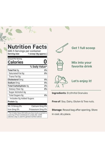 Micro ingredients حبيبات إريثريتول، 6 رطل (96 أونصة)