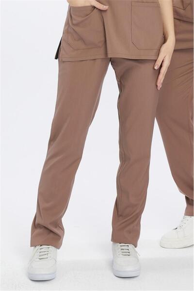 Çatı Medikal Happiness Basic - Stretch Fabric Doctor Nurse Scrubs Single Bottom Surgical Uniform (Unisex), Stone Beige