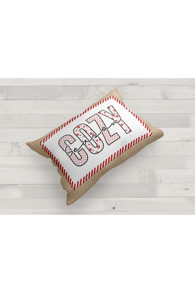 Evmila New Year Patterned Double-Sided Printed Velvet Throw Pillow Cover - 35X55 cm |   Soft Touch, Stylish Design