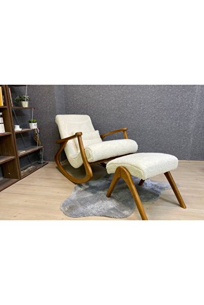 Vivense ASEDİA EKOL SALLANAN SANDALYE, TEDDY KREM, AÇIK CEVİZ AYAK