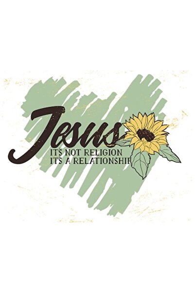 OEM Autocolant „Isus - Nu e religie, e o relație” – Floare galbenă, vinil PVC...