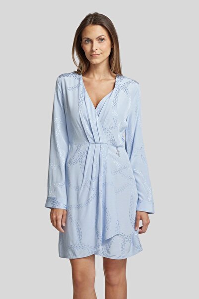 HUGO Kadın Uzun Kollu Mini Elbise Mavi