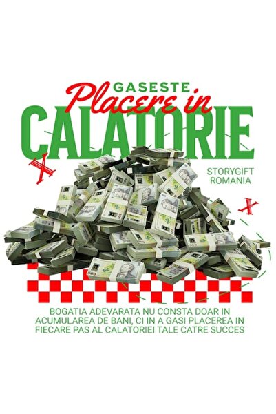 autostickere Sticker 'Road to Wealth - Find Pleasure in the Journey' - Romanian Banknotes, PVC Vinyl 15 cm