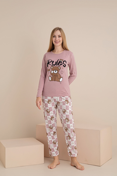 rindahomewear ΓΥΝΑΙΚΕΙΟ ΣΕΤ ΠΙΤΖΑΜΑ ΜΑΚΡΥΜΑΝΙΚΟ ΣΥΜΠΑΤΙΚΟ