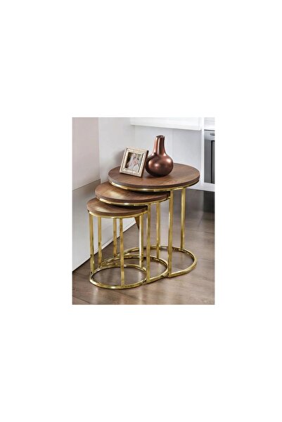 Vivense TUBİHOME ZİGON SEHPA TAKIMI, GOLD AYAK