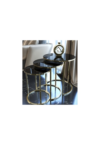 Vivense TUBİHOME ZİGON SEHPA, GOLD METAL, TEMPERLİ CAM