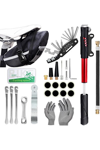 Arabest مجموعة أدوات إصلاح الدراجات ومضخة إطارات الدراجات، أدوات منزلية محمول...