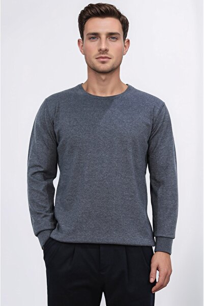 Velvarde سترة تريكو بياقة دائرية ونسيج خلية النحل بلون الأنثراسايت