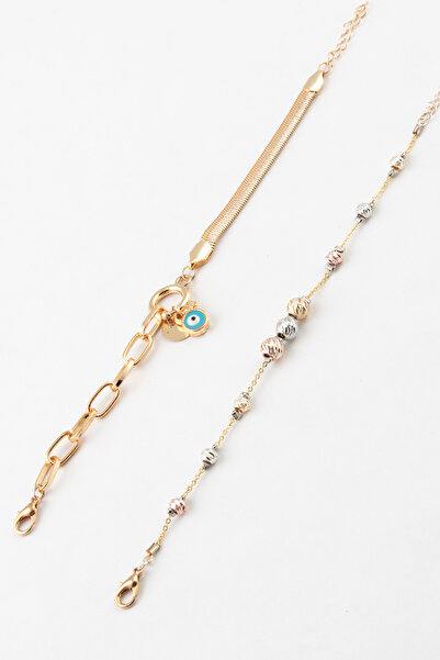 Sortie Aksesuar طقم أساور إيطالية مكون من قطعتين مع تصميم العين الزرقاء وشكل ...