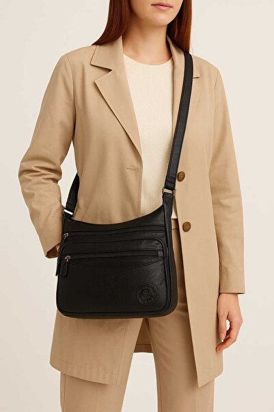 Sofia حقيبة نسائية يومية سوداء متعددة الأغراض ذات سعة كبيرة وحزام كتف