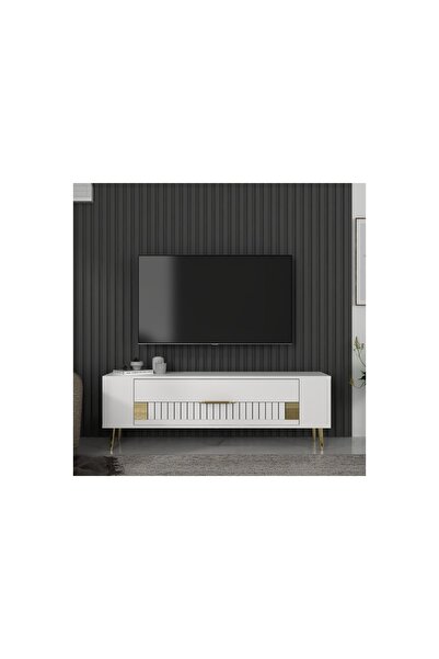 Vivense RETROLP TV SEHPASI, 4CT, BEYAZ ALTIN
