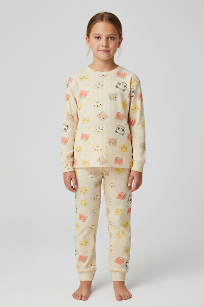 hepbaby Ayıcık Desenli Uzun Kollu Çocuk Pijama Takımı %100 Pamuk – 3-6 Yaş