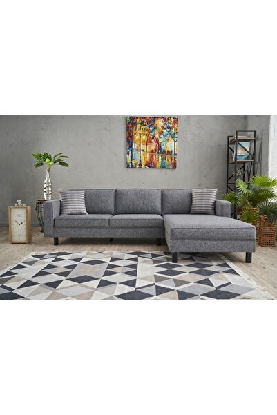 Vivense KALE SERİSİ KETEN L KÖŞE KOLTUK, GRİ, SAĞ KÖŞE