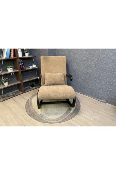 Vivense ASEDİA SALVADOR SALLANAN SANDALYE, TEDDY ANTRASİT, SİYAH AHŞAP AYAK