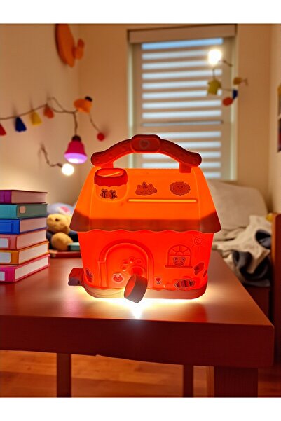 HEDİYE FİKRİ Masal Evi Işıklı Kumbara Sevimli Çocuk Odası Gece Lambası 20 cm ...