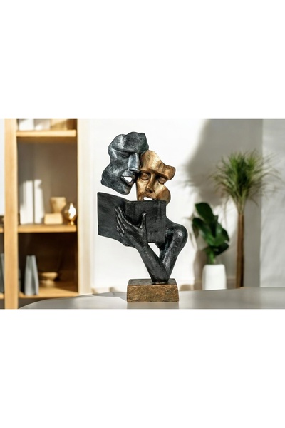 Vivense Kitap Okuyan Mask Biblo, Gold Gümüş Eskitme