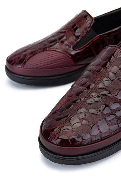 Tamer Tanca Women's Genuine Leather Burgundy Casual Shoes