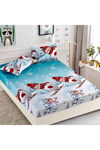 CHIRASO CHIRASO Bed Cover Set, Christmas Theme, FINE, ELASTIC 180x200cm and 2 Pillowcases, Snowman