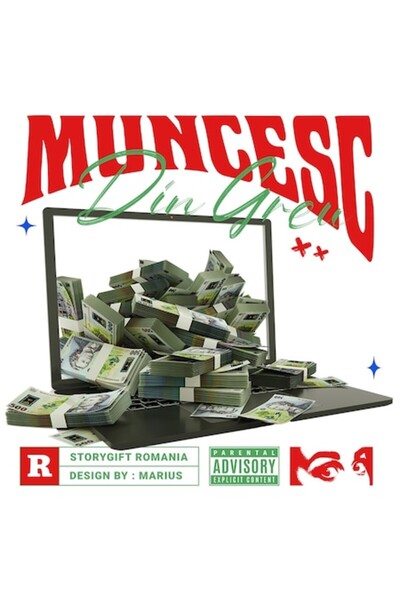 OEM Autocolant „Muncesc din greu” - Teanc de bancnote românești de 500 de lei...